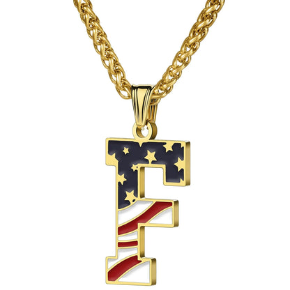 Gold & Silver American Flag Necklace | A–Z | Hawson