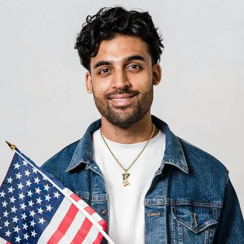 Gold & Silver American Flag Necklace | A–Z | Hawson