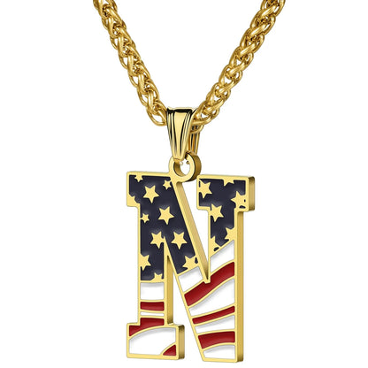 Gold & Silver American Flag Necklace | A–Z | Hawson