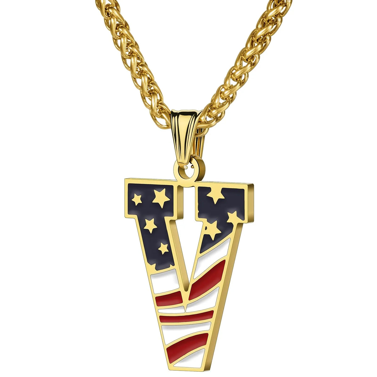 Gold & Silver American Flag Necklace | A–Z | Hawson