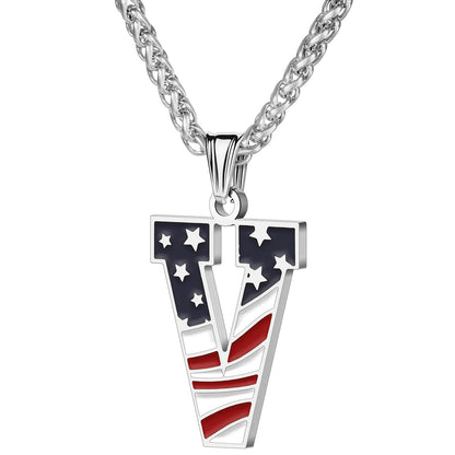 Gold & Silver American Flag Necklace | A–Z | Hawson