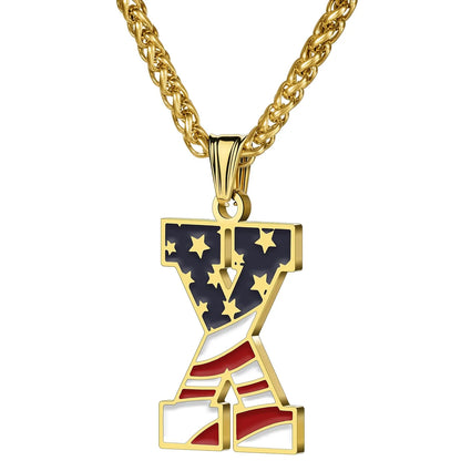 Gold & Silver American Flag Necklace | A–Z | Hawson