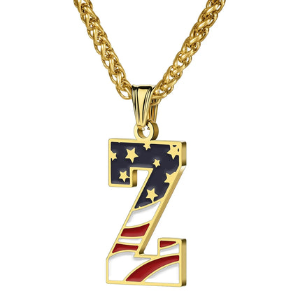 Gold & Silver American Flag Necklace | A–Z | Hawson