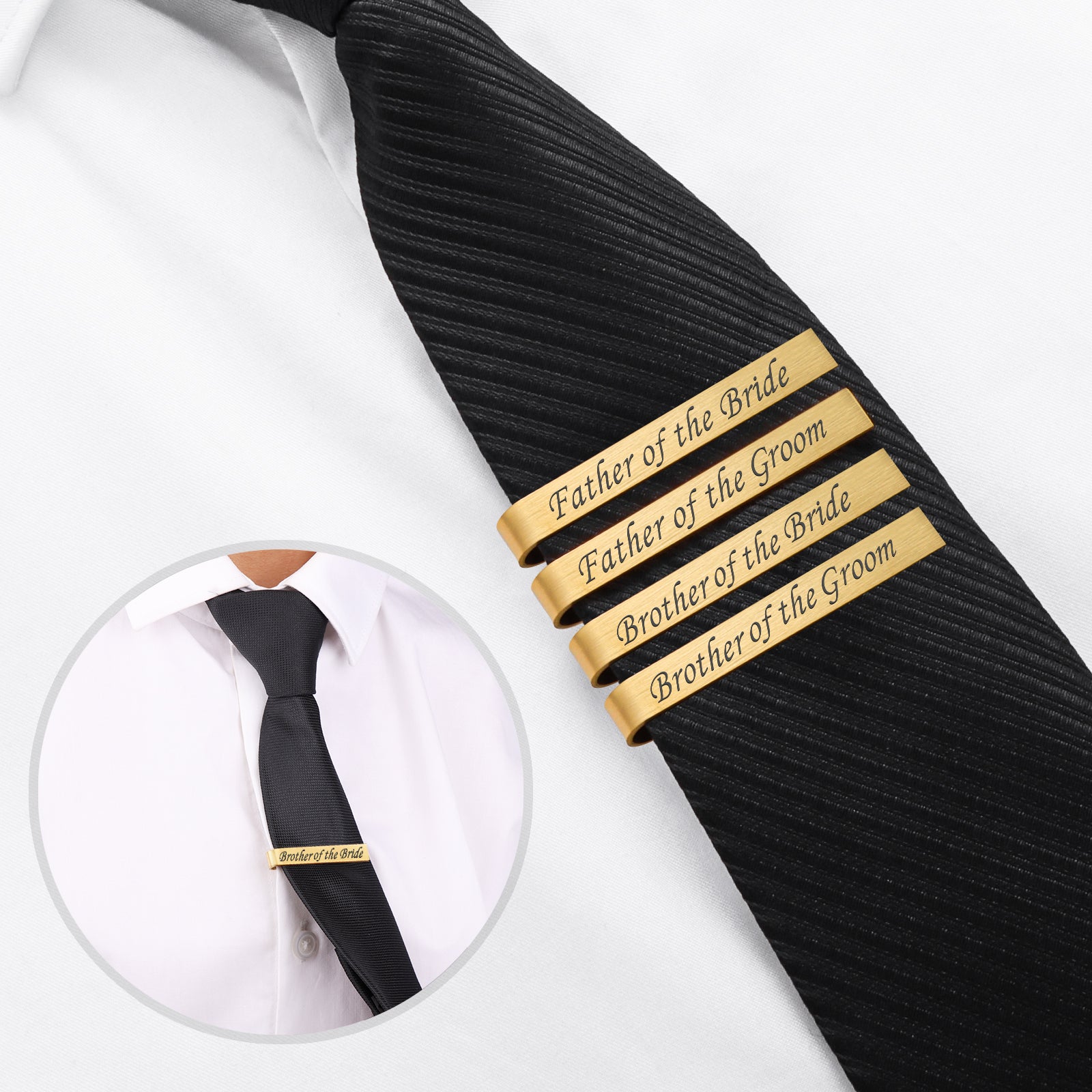 Gold Tie Clip Wedding Tie Clips for Black Tie