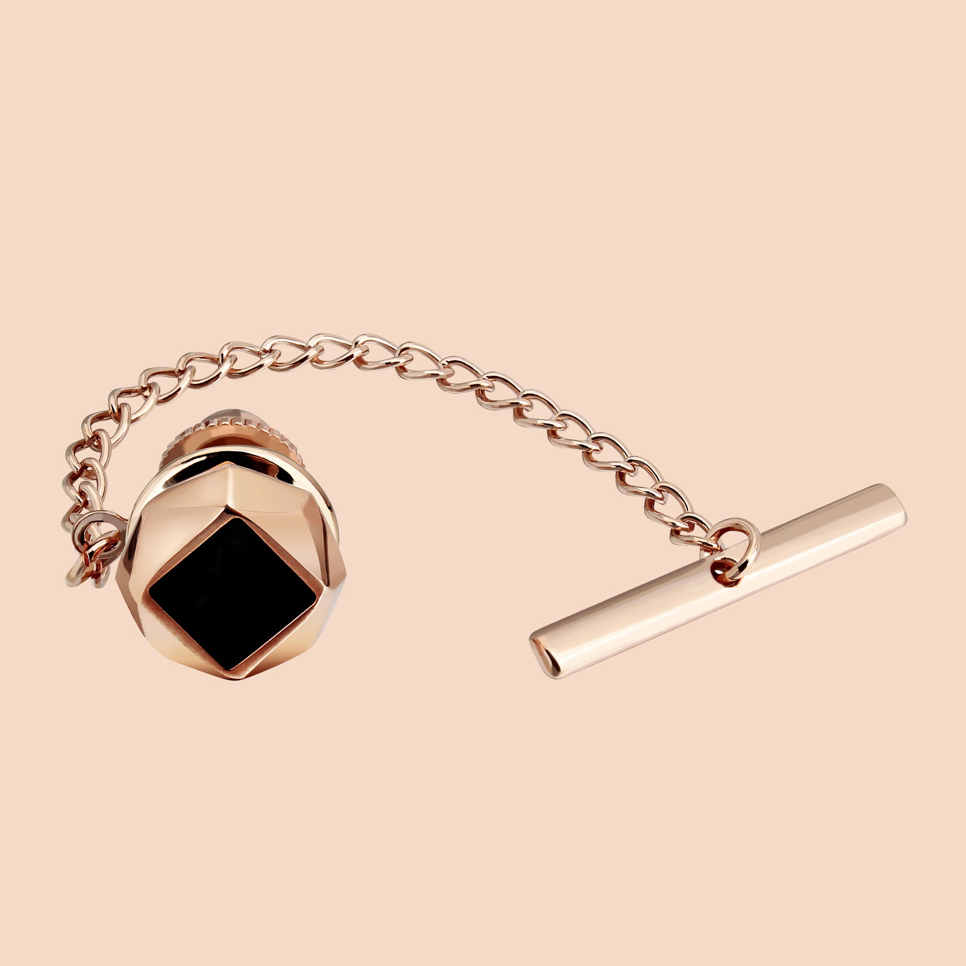 HAWSON Rose Gold Onxy Square Tie Tack for Men