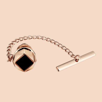 HAWSON Rose Gold Onxy Square Tie Tack for Men