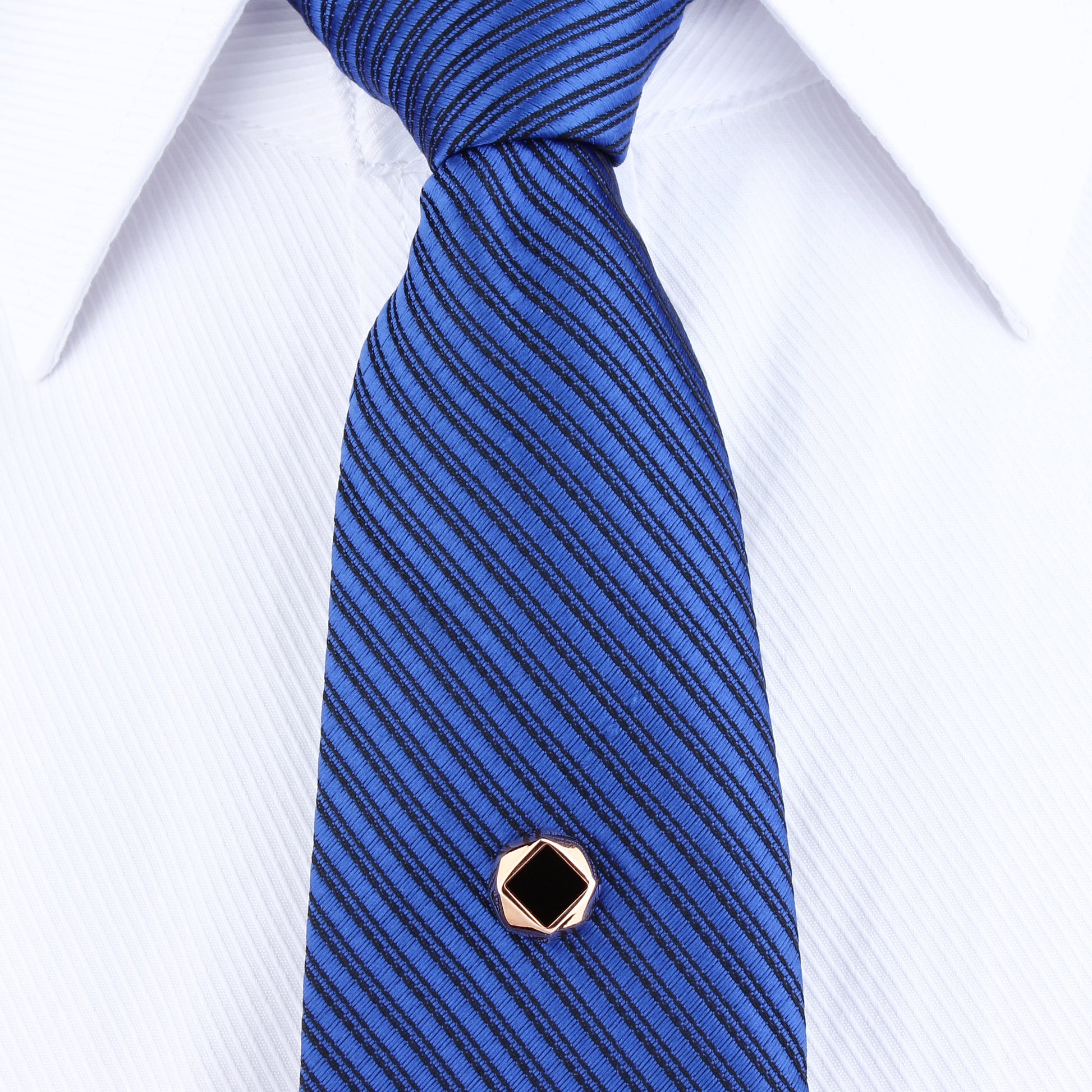 HAWSON Rose Gold Onxy Square Tie Tack for Blue Tie