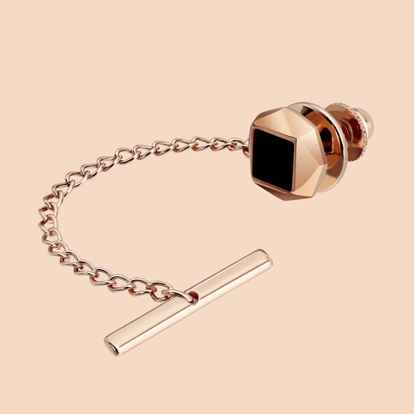 HAWSON Rose Gold Onxy Square Tie Tack for Wedding
