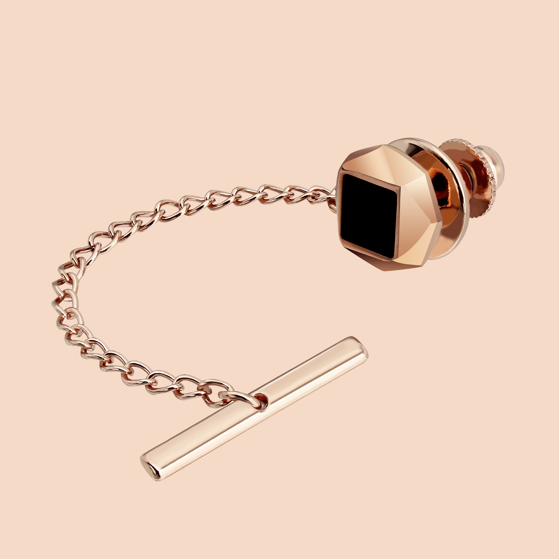 HAWSON Rose Gold Onxy Square Tie Tack for Wedding