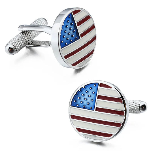 US National Flag Cufflinks Enamel Cufflinks for Mens Long Sleeve Shirt