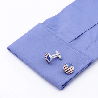 US National Flag Cufflinks Enamel Cufflinks for Mens Long Sleeve Shirt