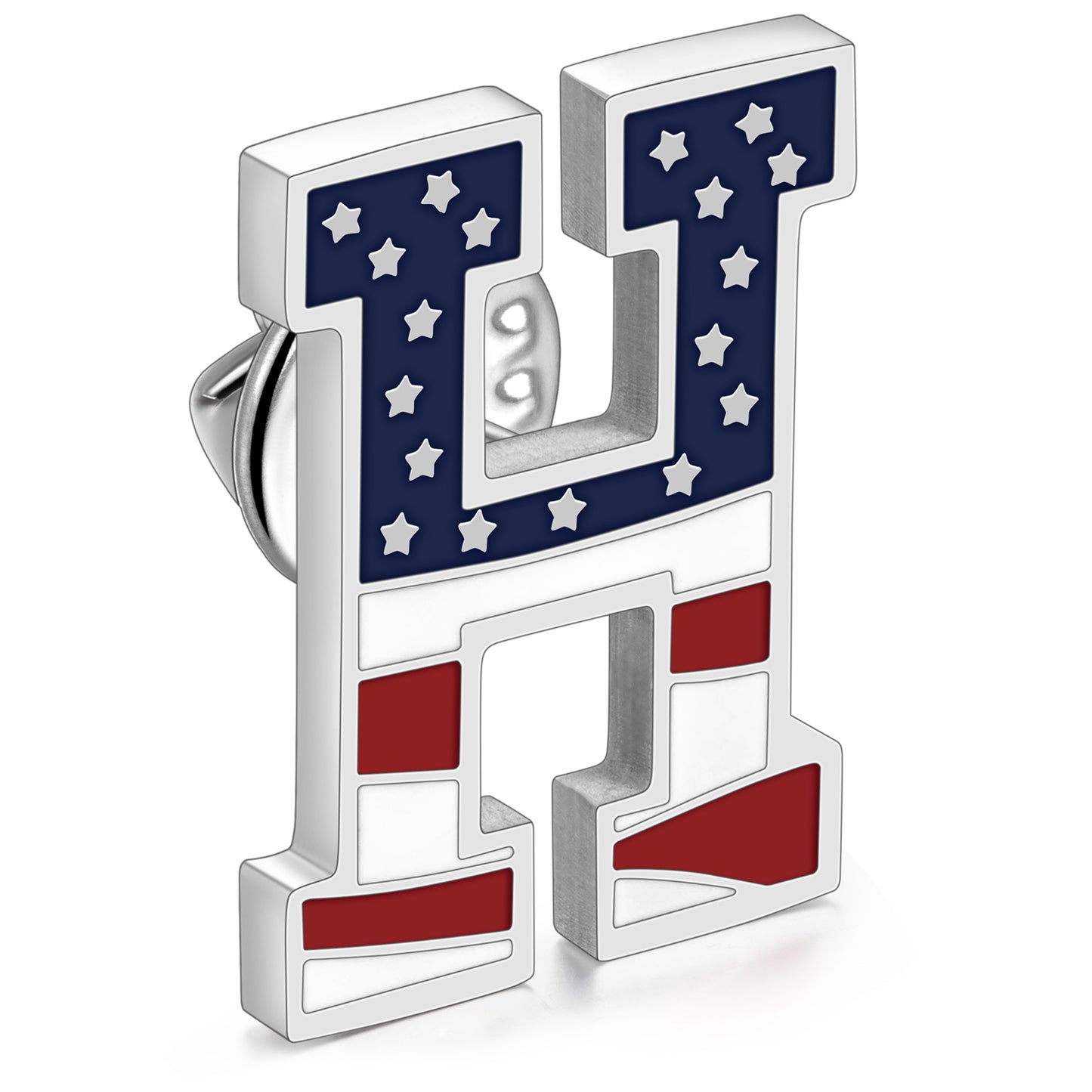 USA Flag Letter Lapel Pin |  A-Z Initial Brooch