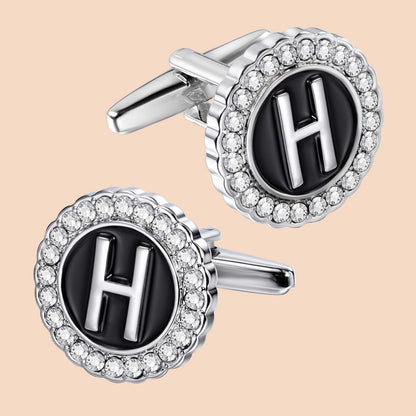 HAWSON Silver Tone Initial Cufflinks for Men