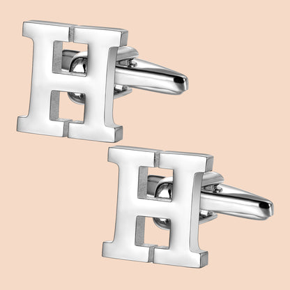 HAWSON Siver Tone Initial Cufflinks for Men