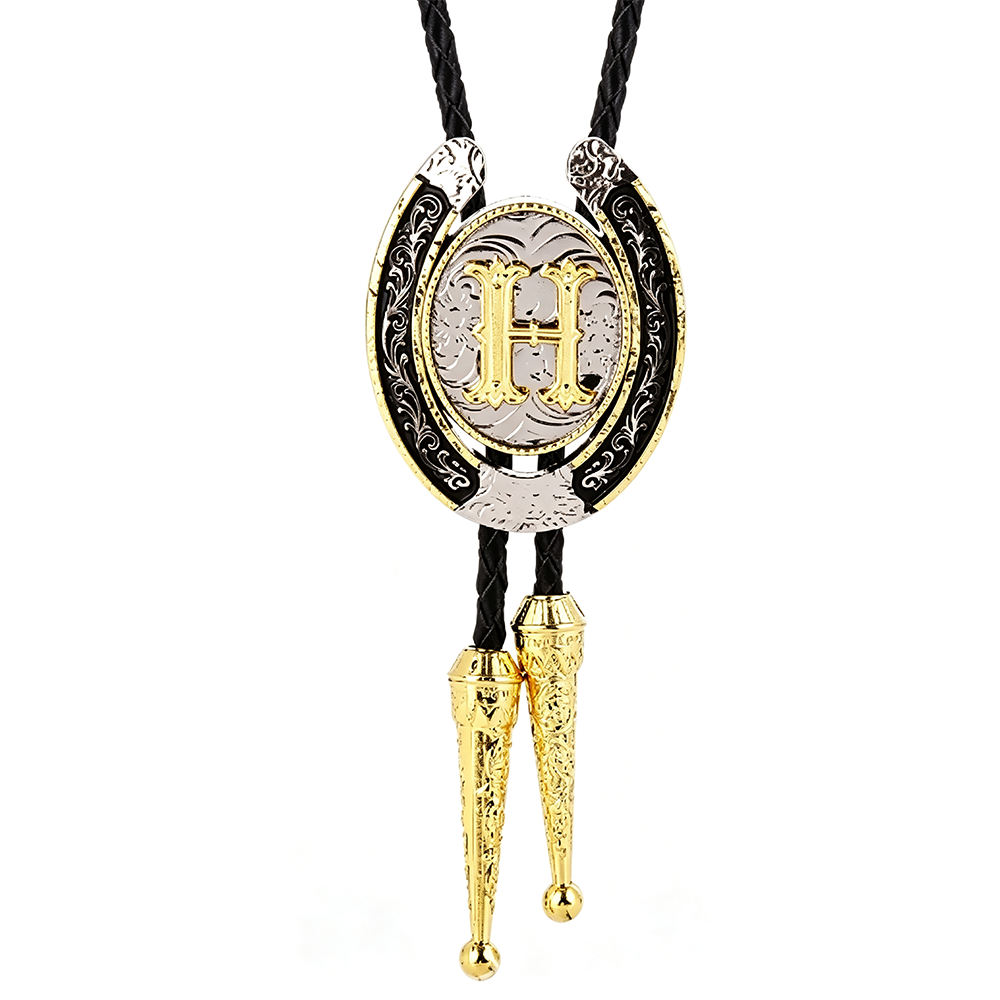 HAWSON Western Initial Bolo Tie | 26 Letters Gold Silver Cowboy Necklace