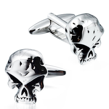 Halloween Silver Funny Broken Skull Cufflinks