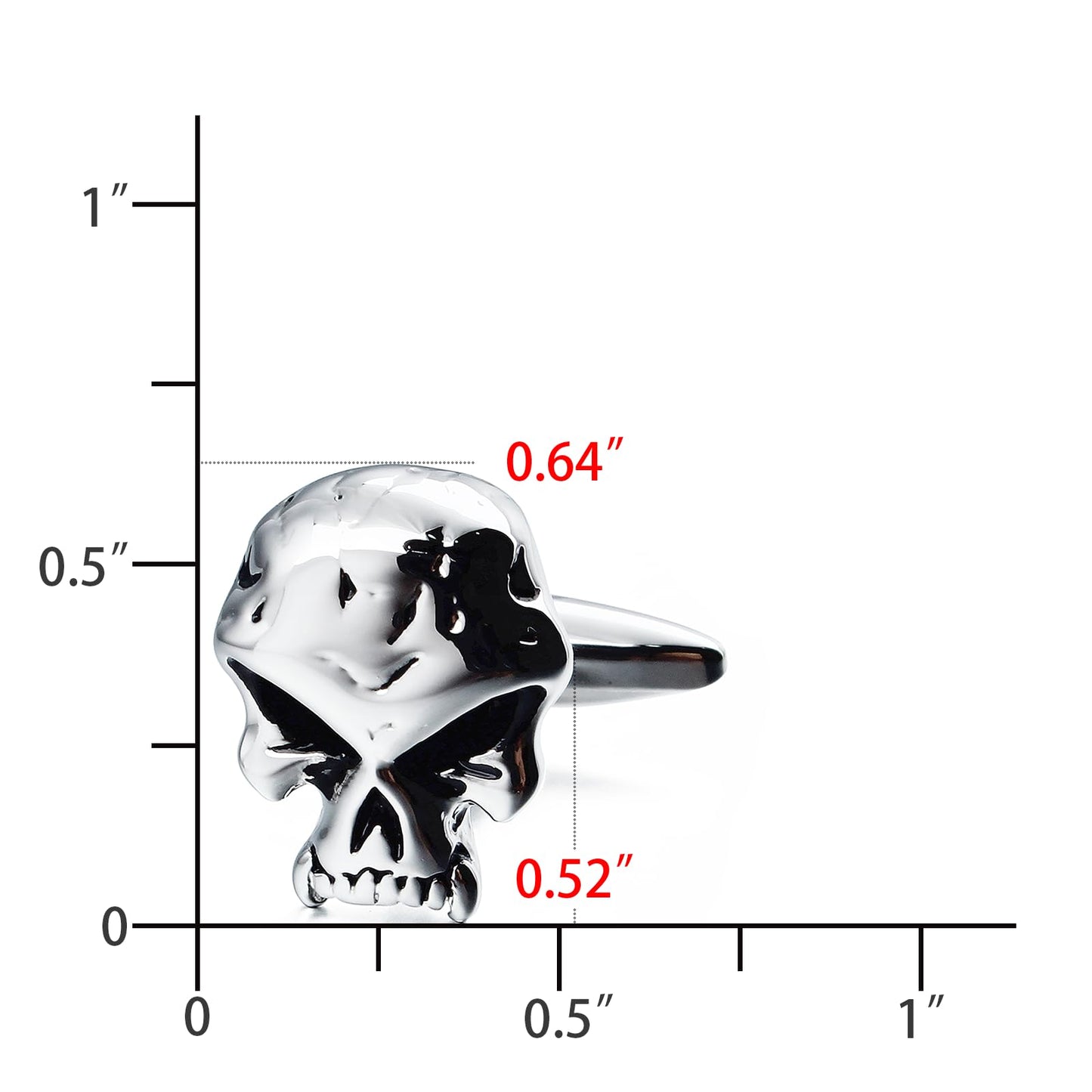 Halloween Silver Funny Broken Skull Cufflinks Size Chart