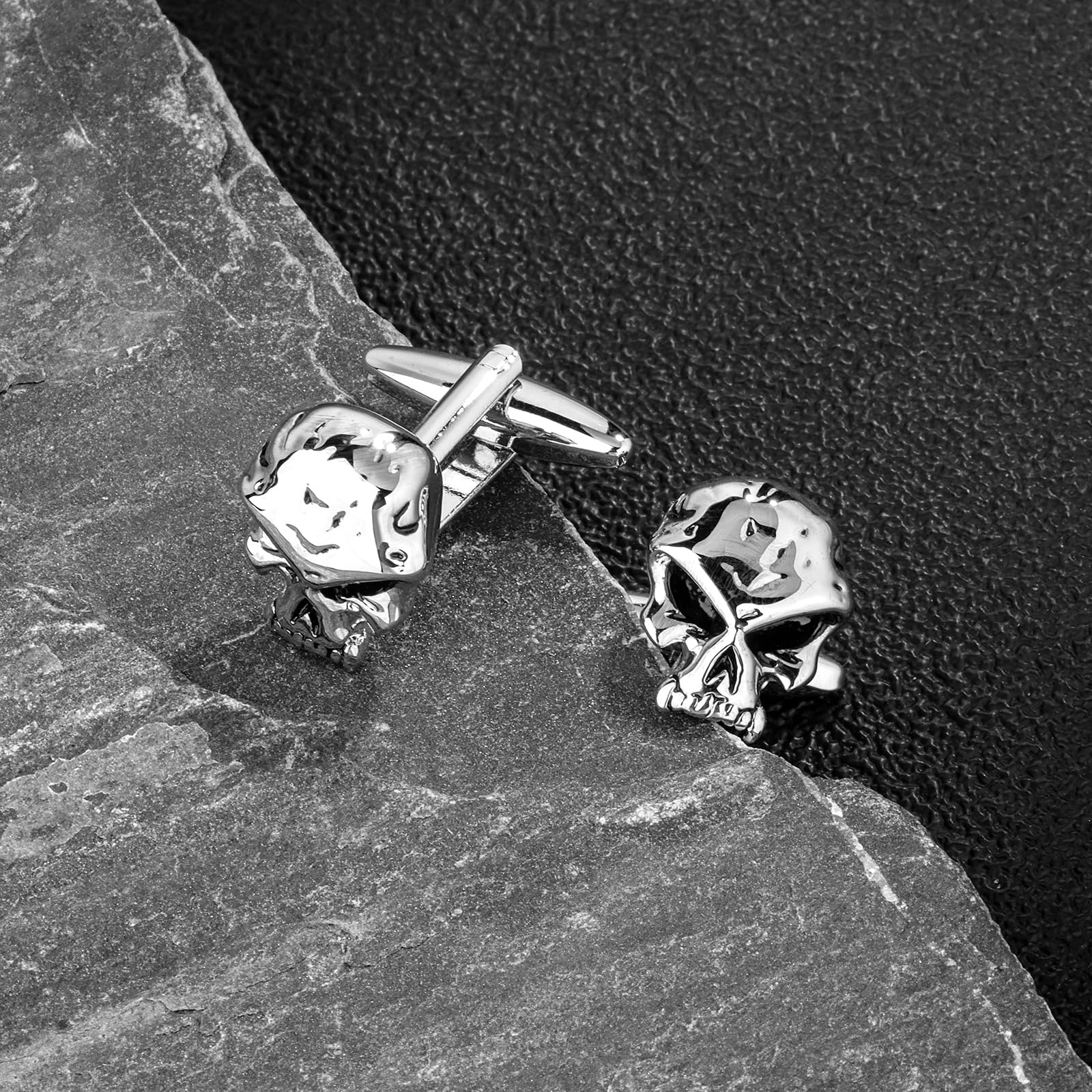 Halloween Silver Funny Broken Skull Cufflinks for Men