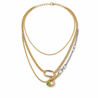 Shop a 6Pcs gold and silver mixed chain necklace set with a tennis chain, Cuban links and celestial star charm. Wear separately or layer for versatile styling.