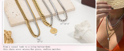 Shop a 6Pcs gold and silver mixed chain necklace set with a tennis chain, Cuban links and celestial star charm. Wear separately or layer for versatile styling.