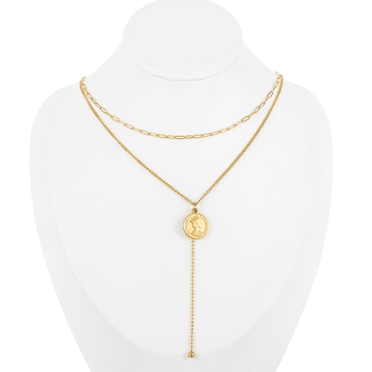 Dainty gold-tone layered necklace sets featuring delicate chains, pendants, and charms. Choose from multiple styles for an effortless stacked look.