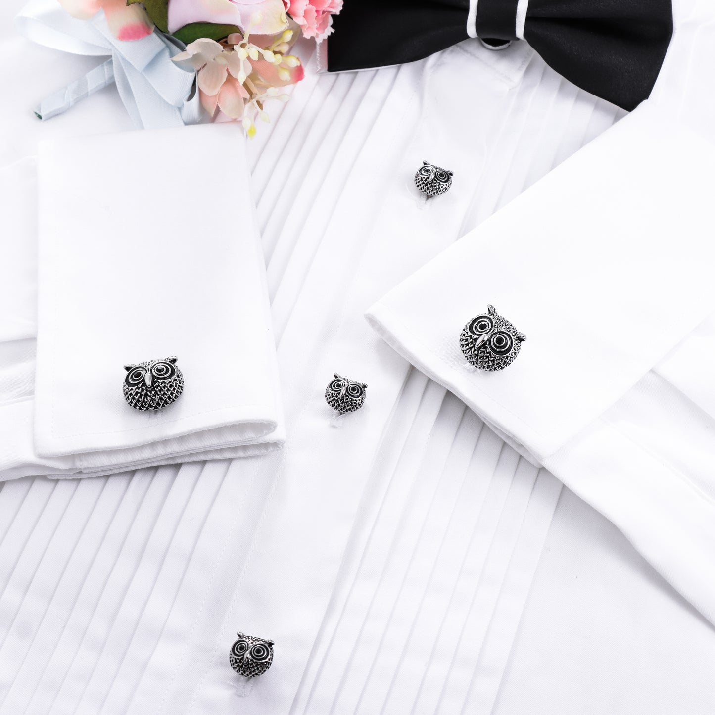 HAWSON Novelty Owl Cufflinks and Studs Set for Men