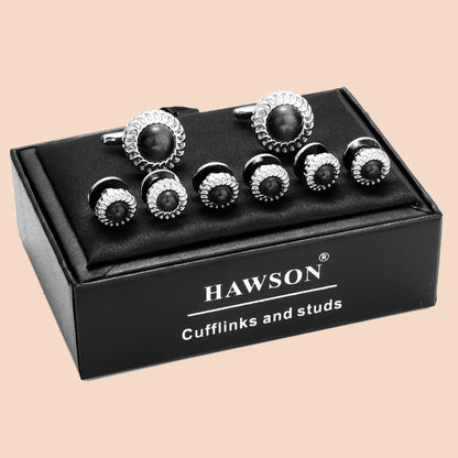 HAWSON Cat Eyes Cufflinks and Studs Set for Men