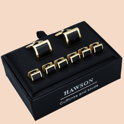 HAWSON Square-Shaped Mother of Pearl Cufflinks and Studs for Men