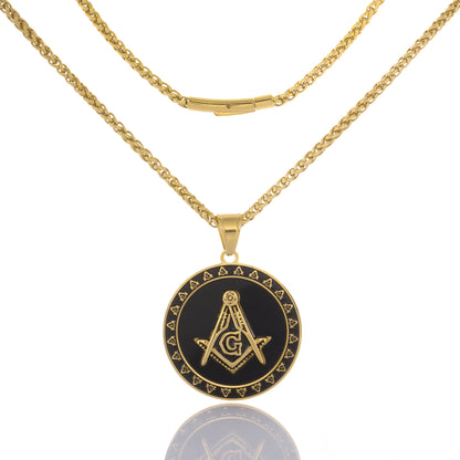 Classic Masonic Pendant with Gold Chain Necklace