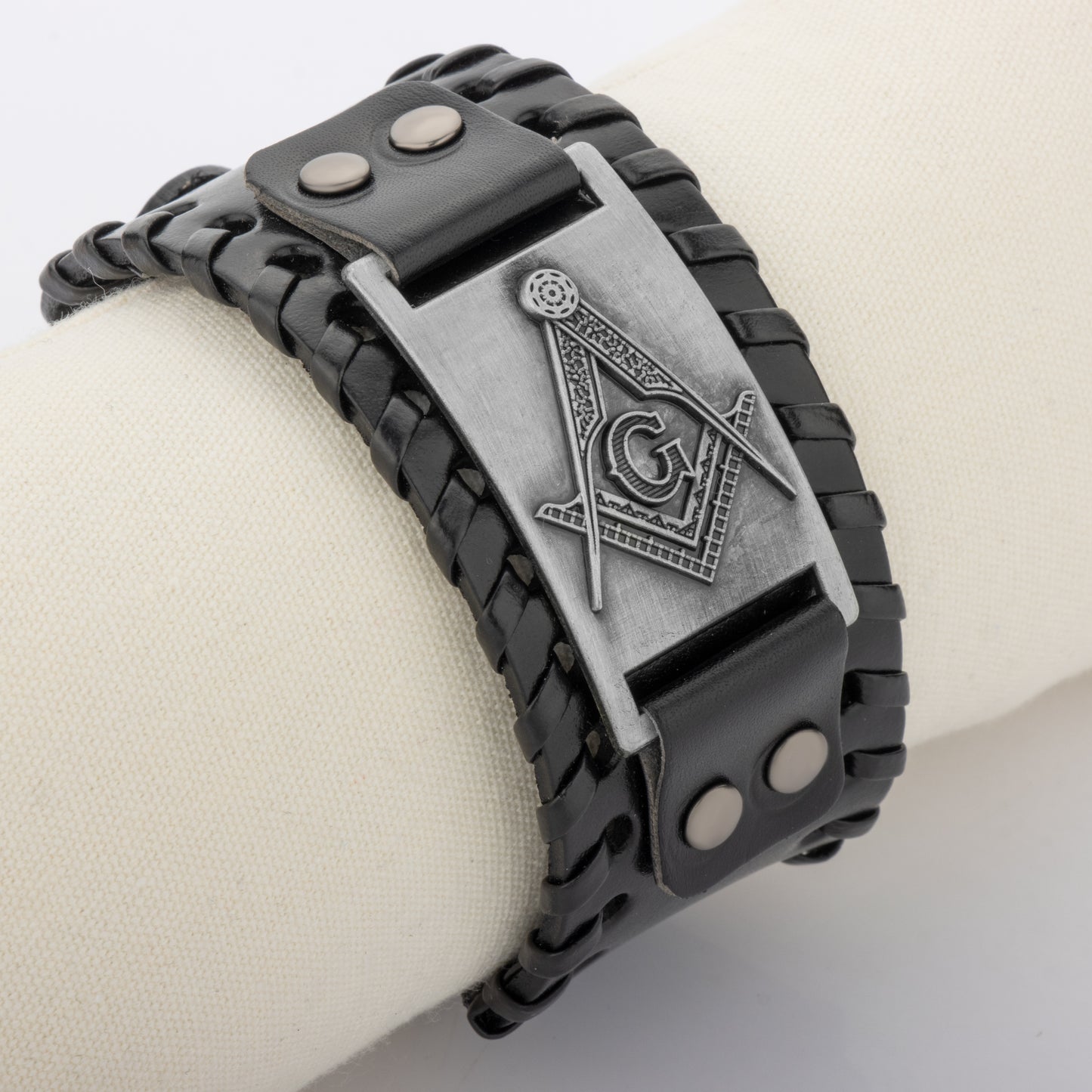 Masonic Stainless Steel Leather Bracelet