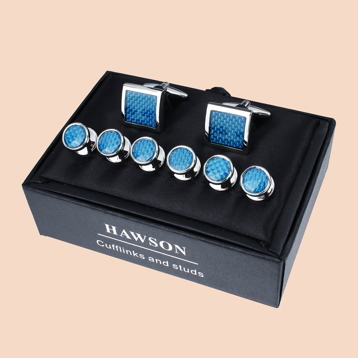 HAWSON Square Cufflinks and Round Studs Sets for Men