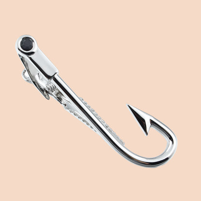 HAWSON 2.25 Inch Silver Color Fishhook Tie Bar Clip for Men