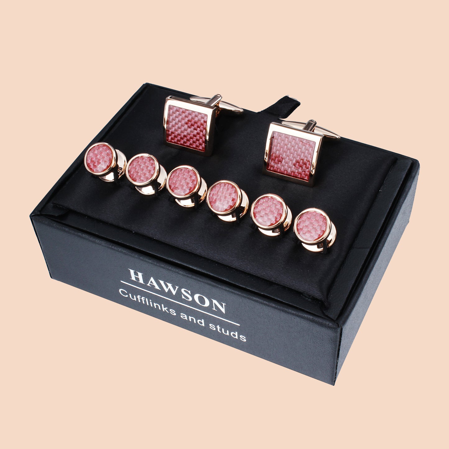 HAWSON Square Cufflinks and Round Studs Sets for Men