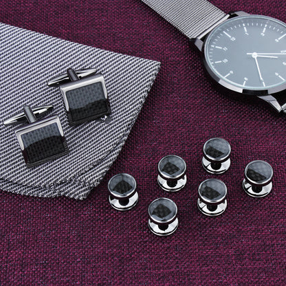 HAWSON Square Cufflinks and Round Studs Sets for Men