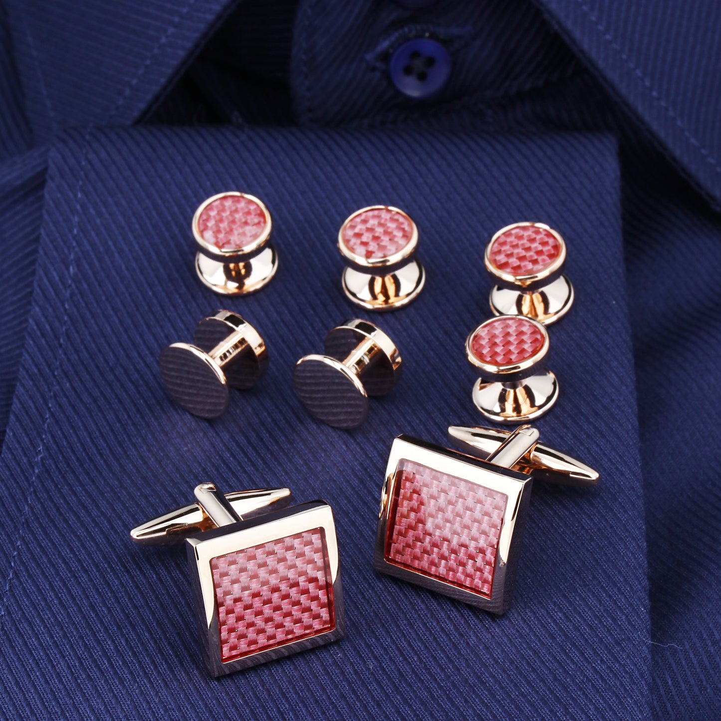 HAWSON Square Cufflinks and Round Studs Sets for Men