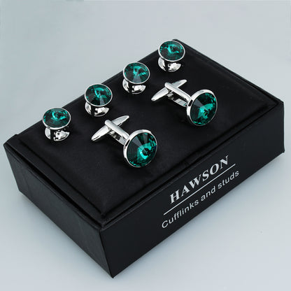 HAWSON Swarovski Crystal Cufflinks and Studs Set