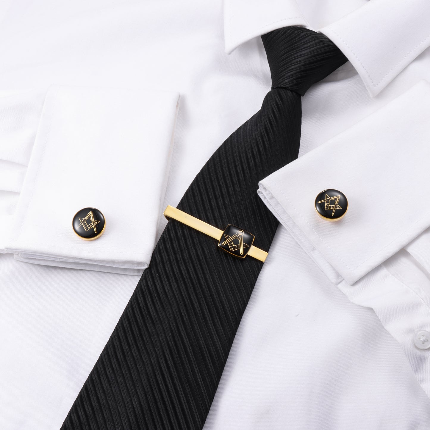 HAWSON Masonic Cufflinks and Tie Clip Set for Men