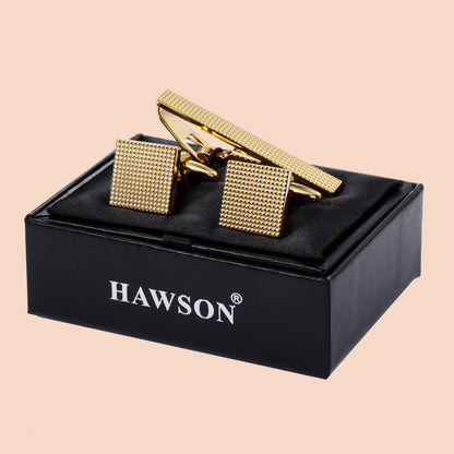 HAWSON Square Cufflinks and Tie Clip Set for Men