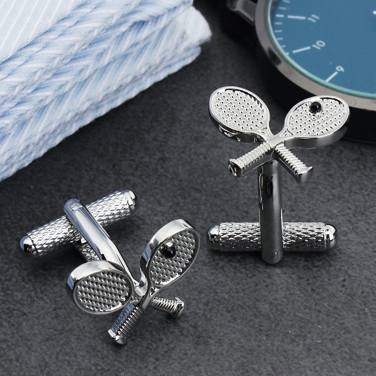 Tennis Racket Cufflinks Sports Themed Mens Dress Shirt Cuff Links