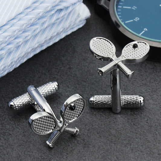 Tennis Racket Cufflinks Sports Themed Mens Dress Shirt Cuff Links