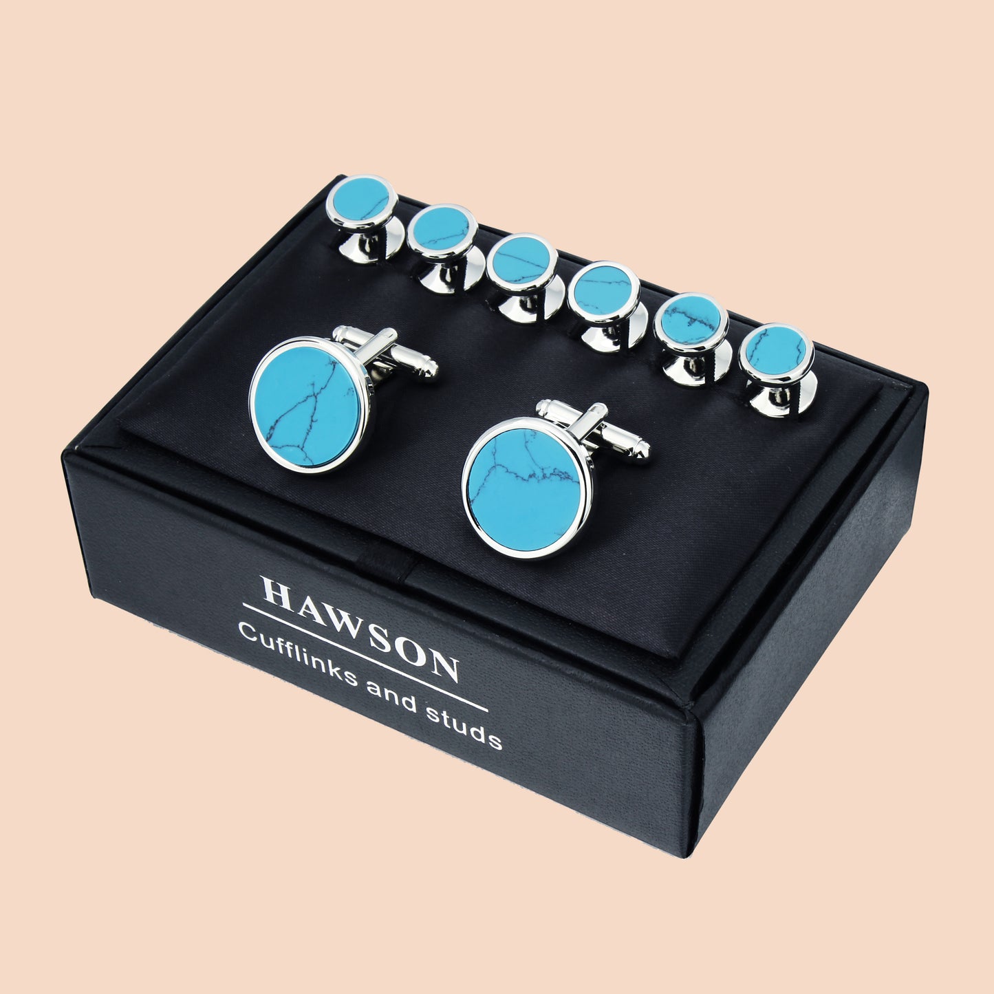 HAWSON  Elegant Stone Cufflinks and Studs Set for Men