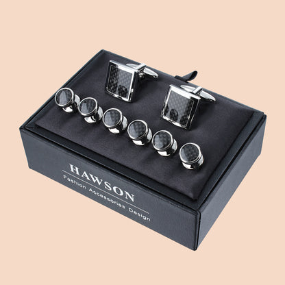 HAWSON Square Cufflinks and Round Studs Sets for Men