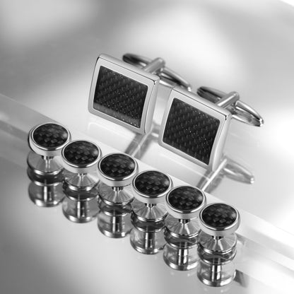 HAWSON Square Cufflinks and Round Studs Sets for Men