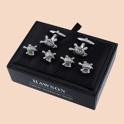 HAWSON Novelty Turtle Cufflinks and Studs Set