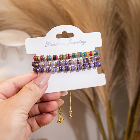 Wholesale 3-Piece Abacus Bead Bracelet Set | 7 Colors | MOQ 1 Set