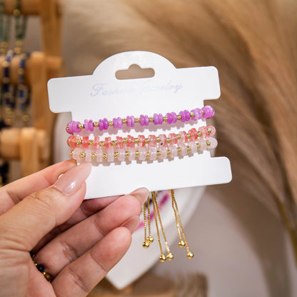 Wholesale 3-Piece Abacus Bead Bracelet Set | 7 Colors | MOQ 1 Set