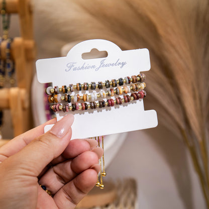 Wholesale 3-Piece Abacus Bead Bracelet Set | 7 Colors | MOQ 1 Set