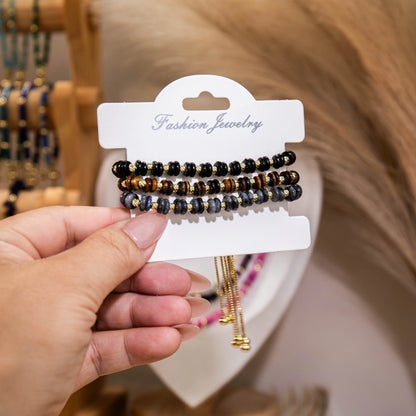 Wholesale 3-Piece Abacus Bead Bracelet Set | 7 Colors | MOQ 1 Set