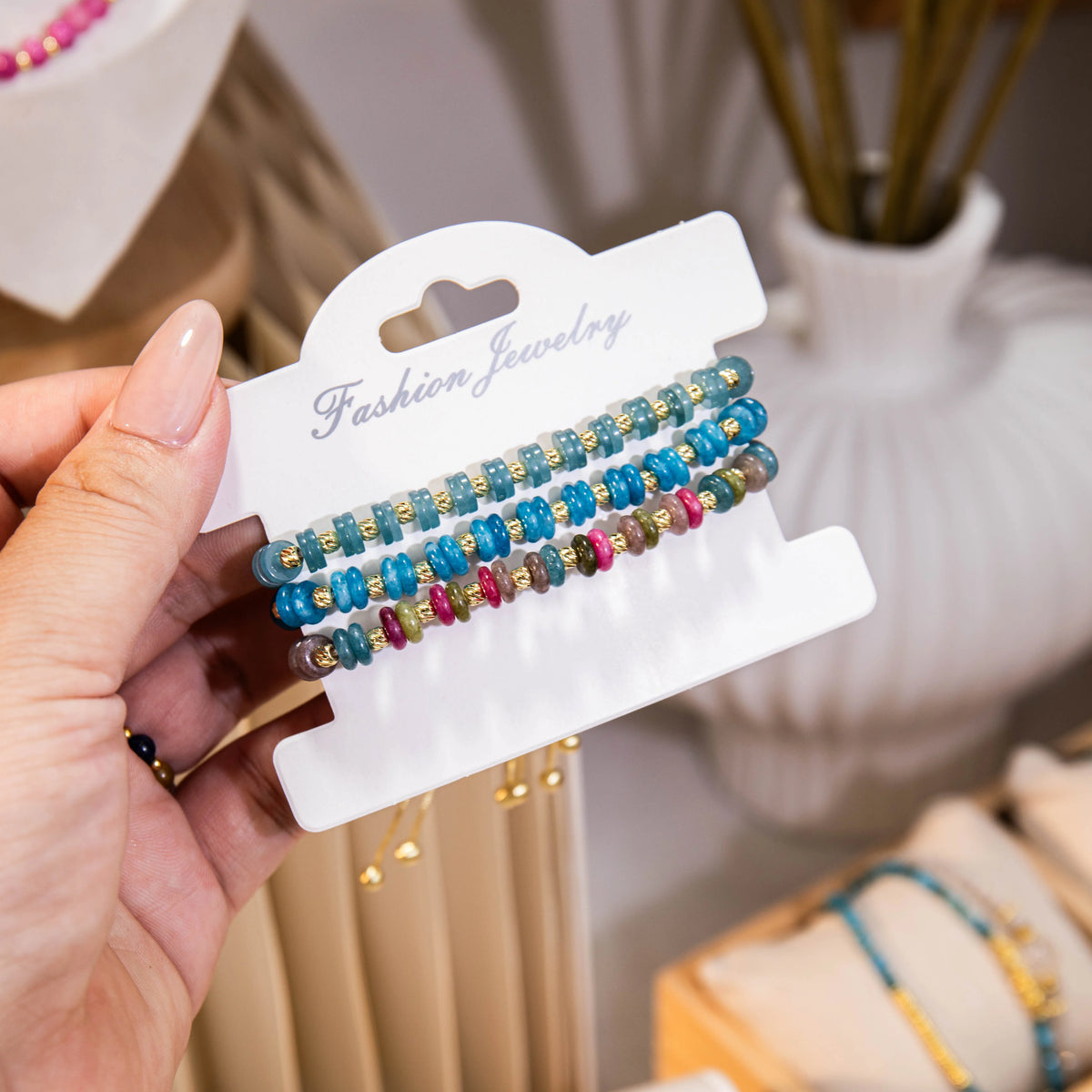 Wholesale 3-Piece Abacus Bead Bracelet Set | 7 Colors | MOQ 1 Set