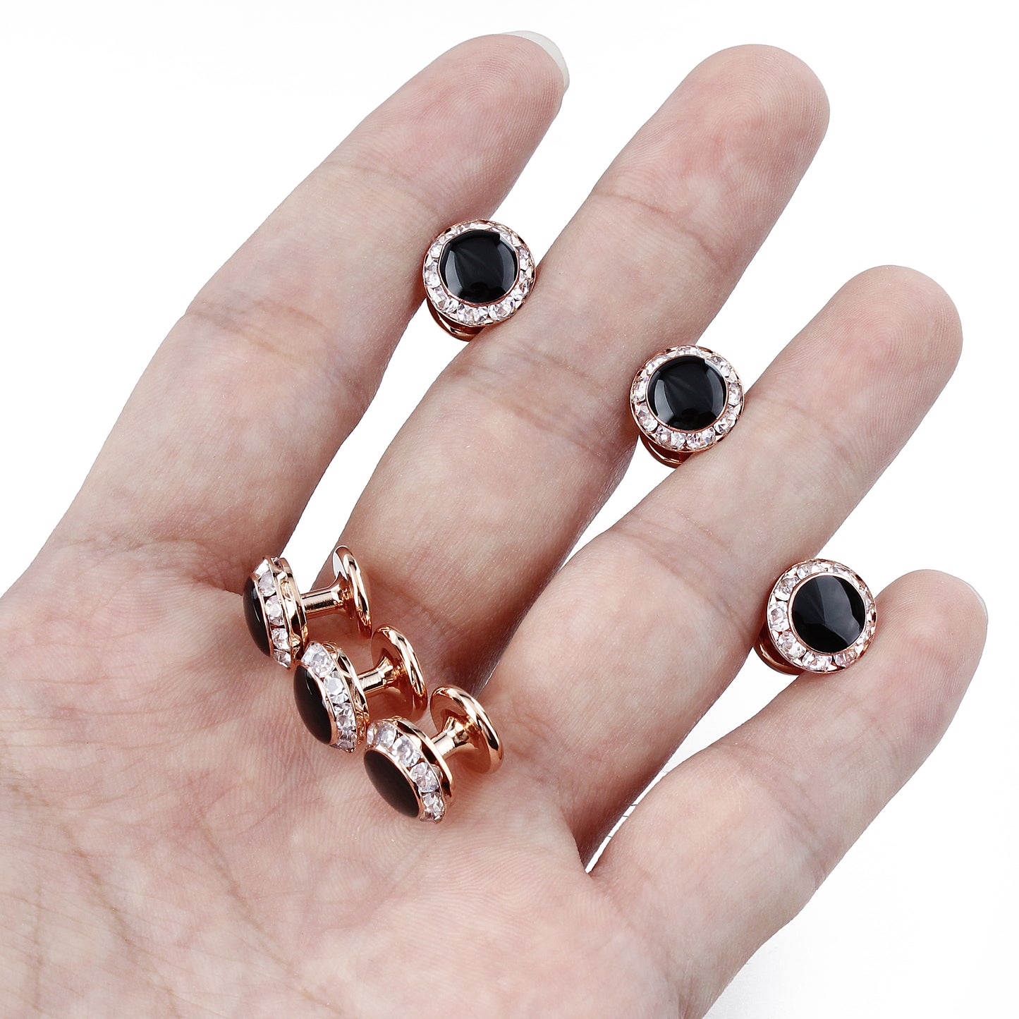 HAWSON Crystal Cufflinks and Studs Sets for Men